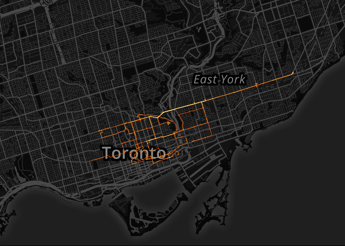meine Fahrrad Heatmap von Toronto